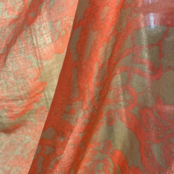 Vince Camaro 48”x48” Taupe or Khaki and orange or red. Beautiful lace print. - Picture 4 of 7